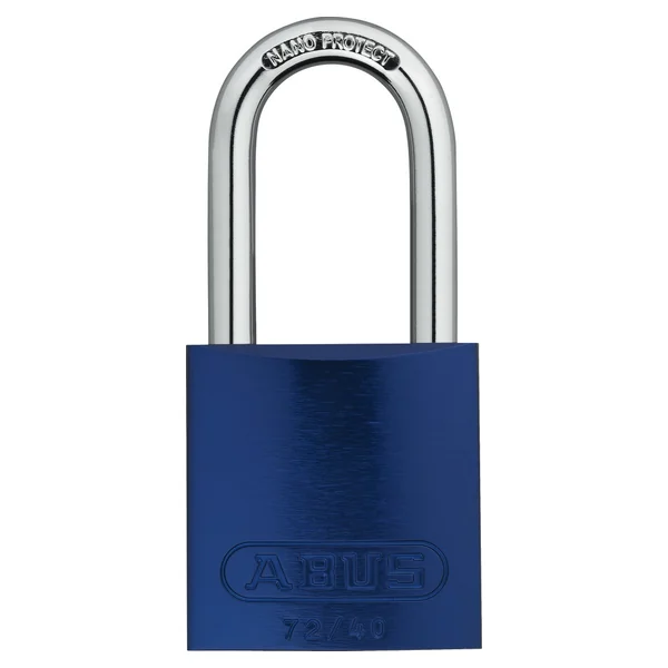 ABUS 72/40HB40 blue aluminum padlock with a long hardened steel shackle