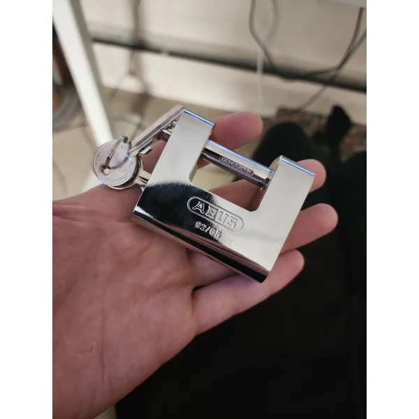 ABUS 92/65 Monobloc chrome-plated padlock with a hardened steel shackle and key