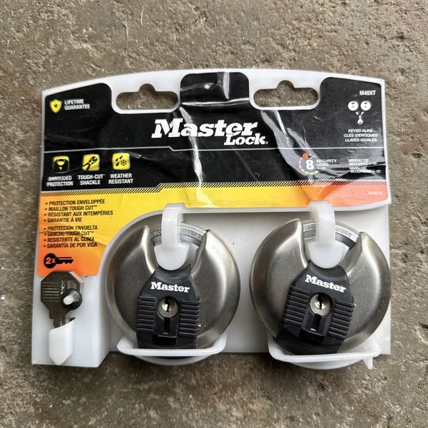 Master Lock Magnum M40XT two-pack of stainless steel discus padlocks in retail package